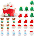 Ercadio 25 Pack Resin Christmas Cupcake Toppers 2D Santa Claus Snowman Christmas Tree Cake Picks for Christmas Baby Birthday Decors Xmas Holiday Eve Party Cupcake Decorations