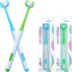 3 Sided Autism Toothbrush 360° Oral Teeth Cleaning Design U-Shaped Toothbrush 2 PCS Adult Soft Bristles Soft and Gentle for Complete Tooth and Gum Care (Blue + Green)