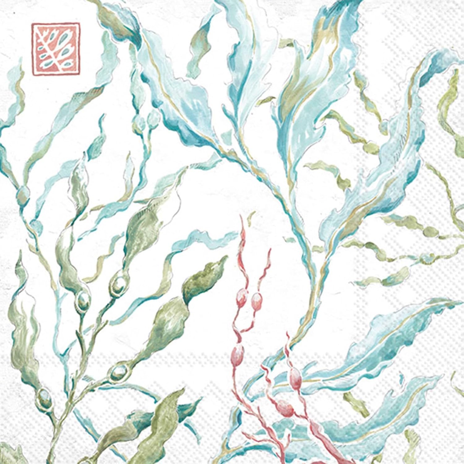 IHR Ideal Home Range Party Napkins Disposable 3-Ply Paper Lunch Napkin Pack, 6.5" x 6.5", Delicate Sea, 20-Count