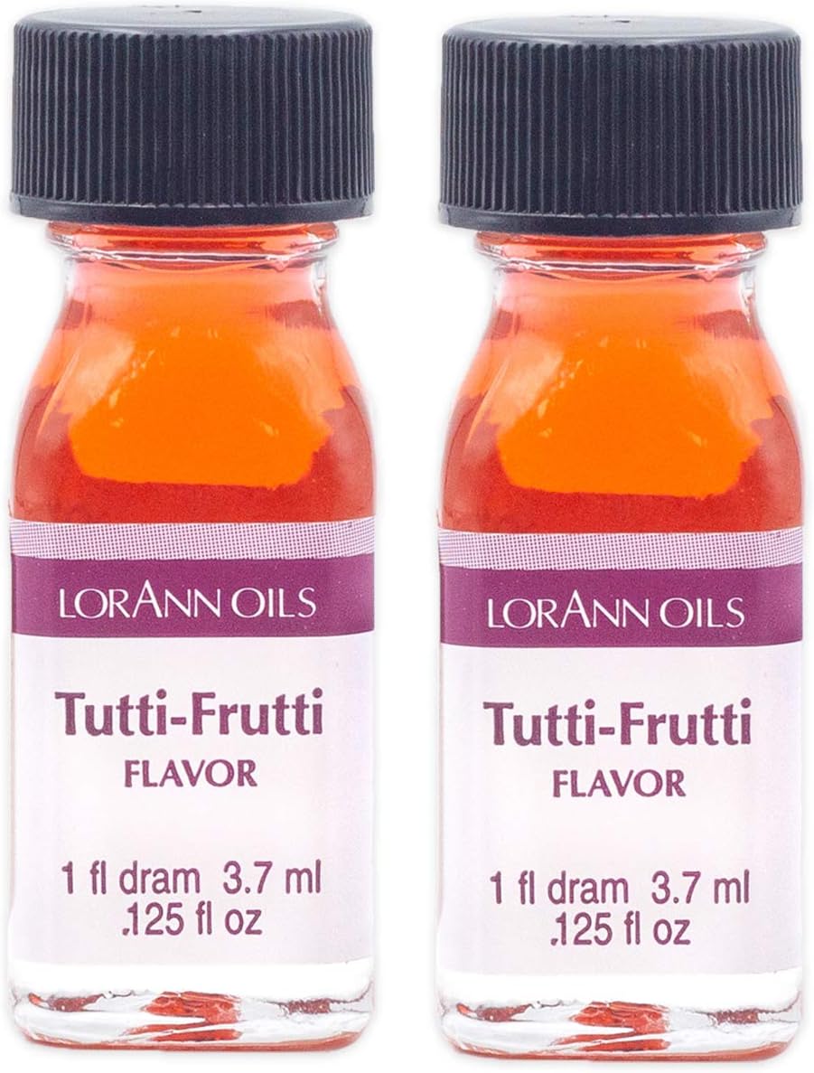 LorAnn Oils Super Strength Flavoring - Used For Candy Making, Flavoring, Baking, Hard Candy, & Flavor Oils - Bold, Natural Flavors 4X Stronger Than Extracts - Tutti Frutti, Pack of 2, 0.125 fl oz