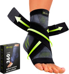 GARNO Ankle Brace – Compression Foot Sleeve with Adjustable Straps for Men & Women, Plantar Fasciitis & Achilles Support, Heel & Arch Pain Relief, Swelling & Injury Recovery, Protection for Sports, Running & Basketball (One Size Fits Most, Black)