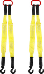 2 Pack Lifting Slings Straps with Hooks Web Slings Capacity Polyester Bridle Sling Heavy Duty Two Leg Lifting Straps for Engines Cranes Hoists Truck (3.3ft,Yellow)