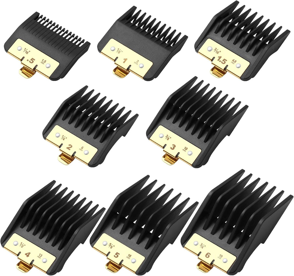 8 Pack Premium Clipper Guards Fit for BaBylissPRO Barberology FX870, FX890, FX825, and FX673 Clippers, Replacement Guards with Metal Clip - From 1/16-3/4 inch Snap on Comb Set for Babyliss Clippers