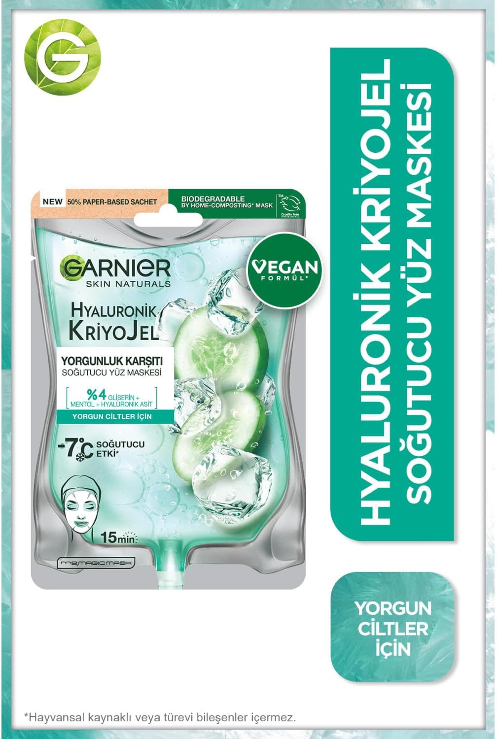 Garnier Hyaluronic Cryo Anti-Fatigue Jelly Sheet Mask (6 Count)
