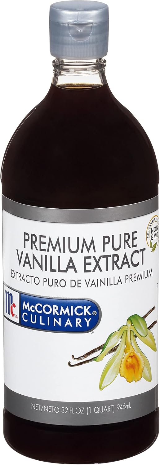 McCormick Culinary Vanilla Extract, 32 fl oz - One 32 Fluid Ounce Container of Gluten Free and Non-GMO Pure Vanilla Extract Made From Premium Vanilla Beans Perfect for Chefs & Home Bakers