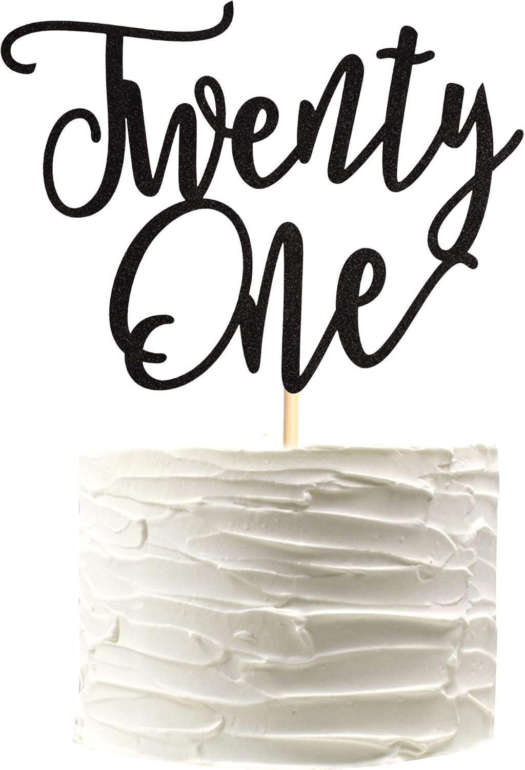 1Pc Twenty One Cake Topper - 21st Happy Birthday Cake Decorations, 21 Birthday Party Decor, Wedding Anniversary Party Decorations - Black Glitter