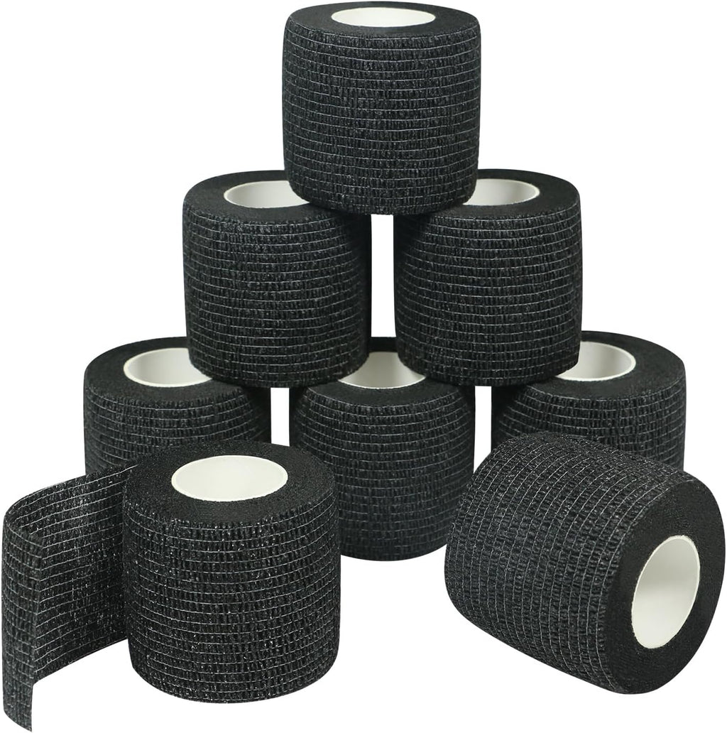Self Adherent Wrap Bandages Self Adhering Cohesive Tape Elastic Athletic Sports Tape for Sports Sprain Swelling and Soreness on Wrist and Ankle 8PCS 2 in X 14.7 ft (Black)
