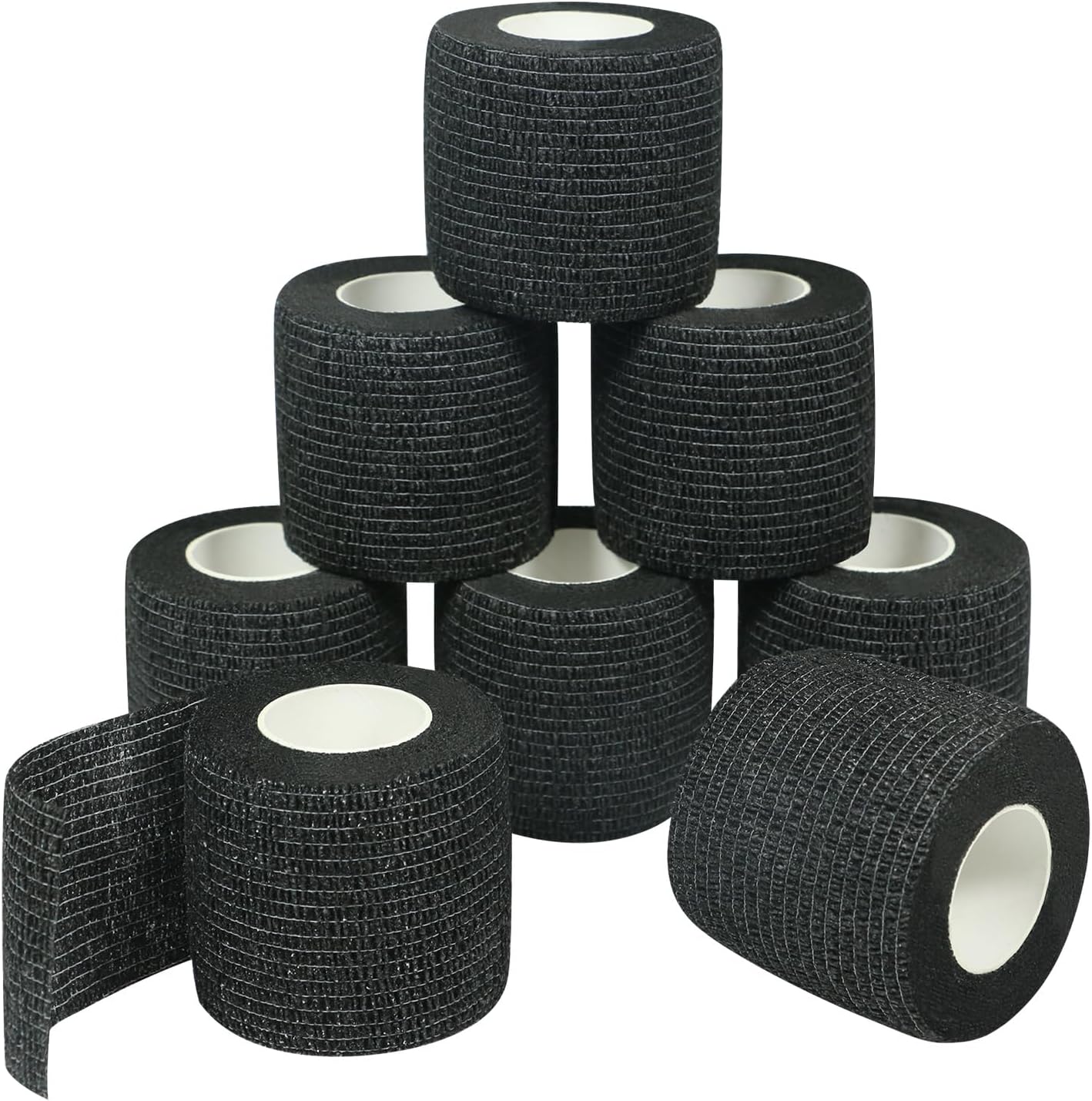 Self Adherent Wrap Bandages Self Adhering Cohesive Tape Elastic Athletic Sports Tape for Sports Sprain Swelling and Soreness on Wrist and Ankle 8PCS 2 in X 14.7 ft (Black)