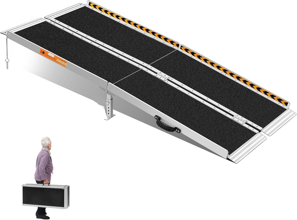 Portable Wheelchair Ramp 5ft, Non-Skid Aluminum Ramps for Wheelchairs for Home Steps, 800 LBS Capacity Handicap Ramp for Doorway, Threshold, Front Porch, Entry, Stairs 60" Lx 29.2" Wx2H
