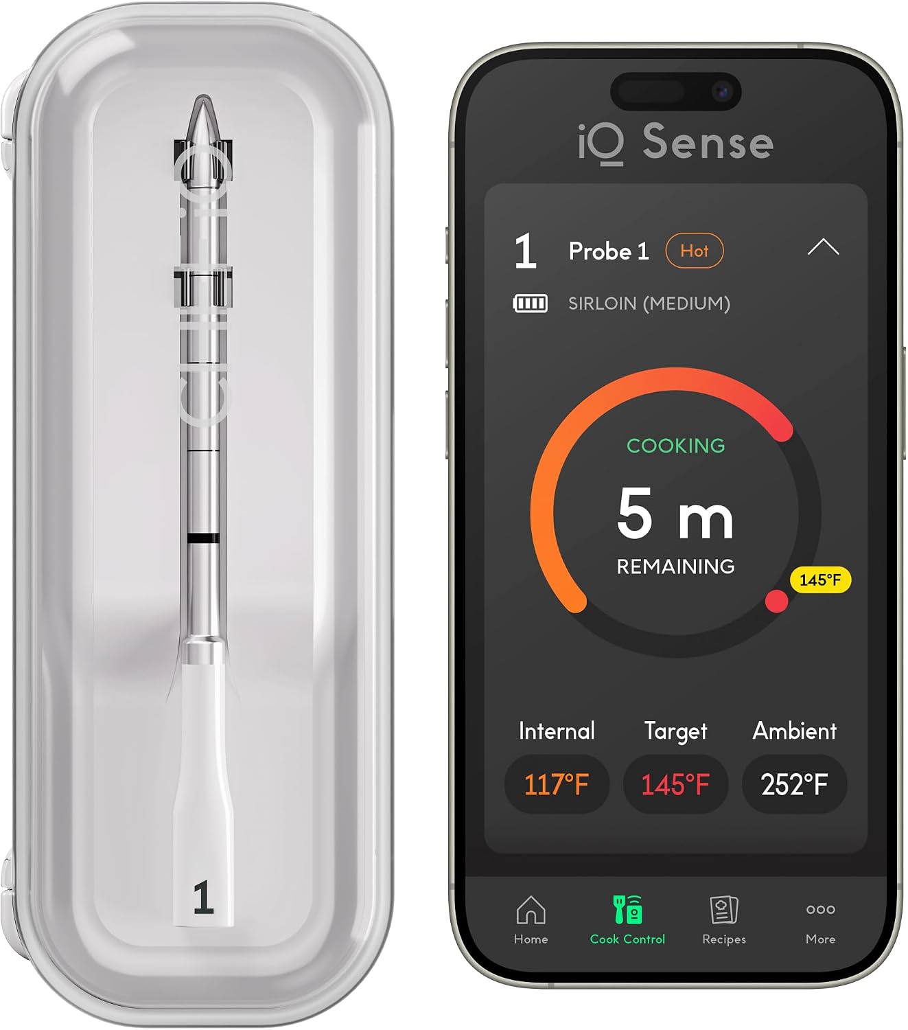 CHEF iQ Sense | Smart Wireless Meat Thermometer | Ultra-Thin Probe | WiFi Unlimited Range | 1000°F Heat Safe | 5 Sensors | BBQ, Grill, Oven, Smoker, Air Fryer | Gen3