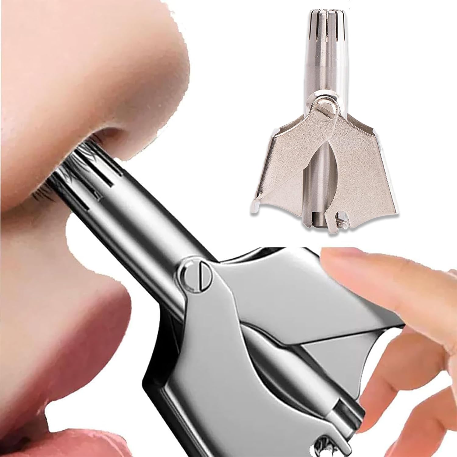 Manual Nose Hair Trimmer Stainless Steel Safe and Portable Nasal Hair Remover for Men and Women