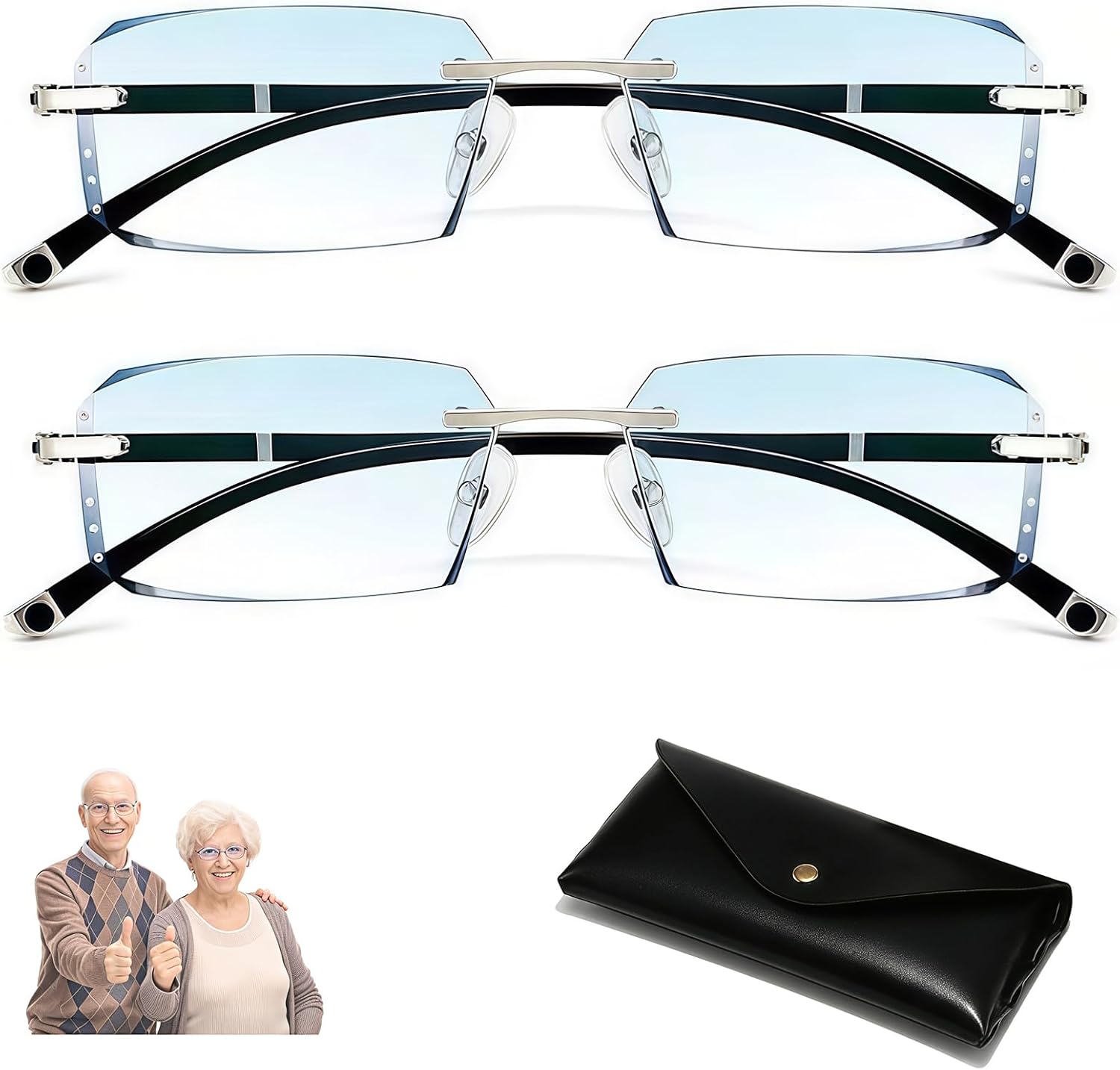 Presbyopia Glasses Color-Changing Vision Glasses Anti-Blue Light Self Adjusting Reading for Seniors Women Men