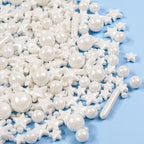 White Pearl Star Rods Sprinkles, Edible Pearls Sugar, 130g/4.58oz, White Sprinkles for Cupcake Decorating, Cupcake Toppers, Cake Decorations