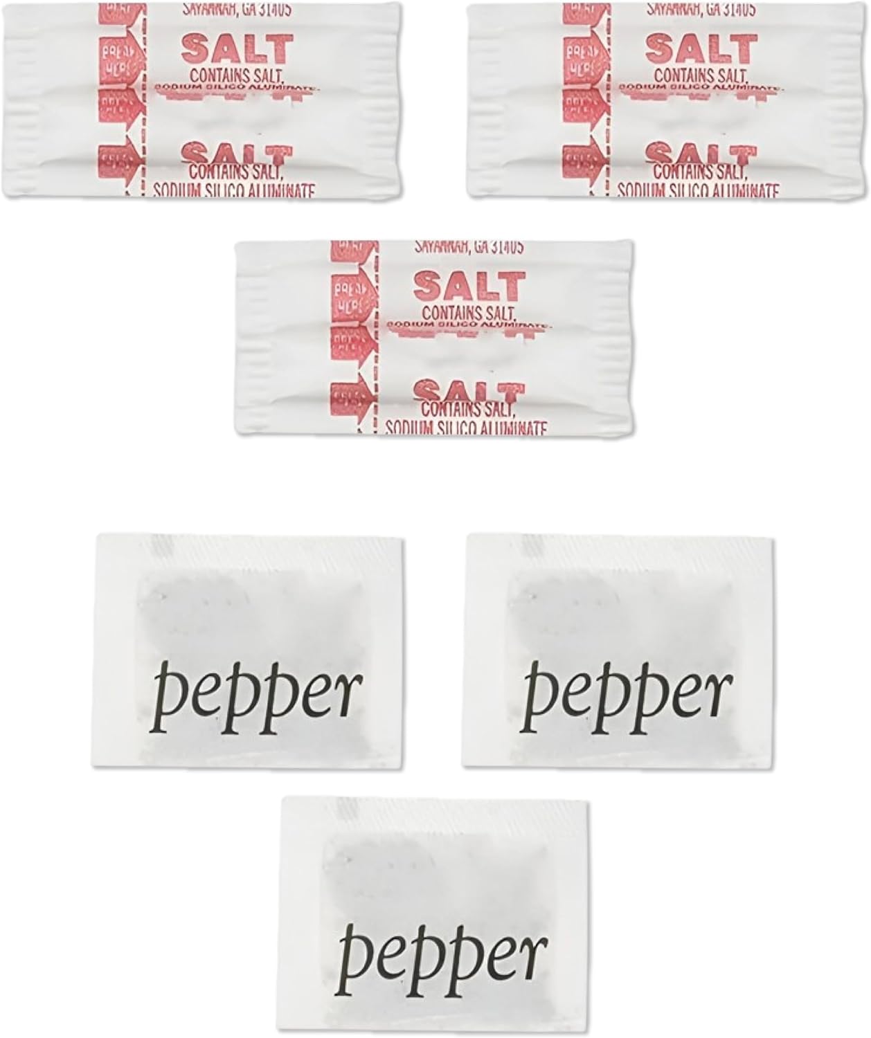 Salt and Pepper Packets - 400 Salt/ 200 Pepper = 600 Total Packets