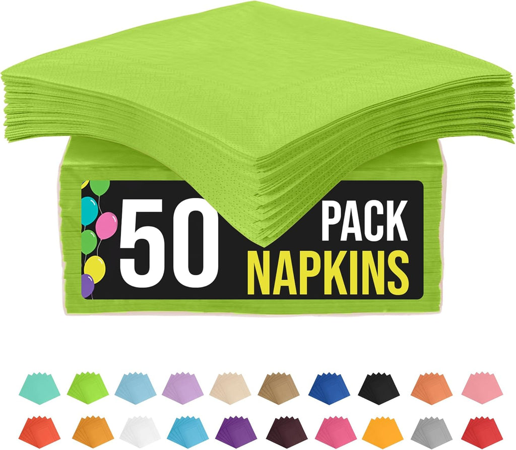 Party Solids Lime Green Napkins Disposable Everyday 50 Pcs 2 Ply Lime Green Dinner Napkins Paper Everyday For Parties & Party Supplies