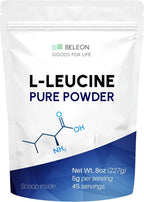 Pure L-Leucine Powder 8 oz - Unflavored Essential Amino Acid for Protein Synthesis, Recovery & Lean Mass Support, Vegan, Keto, Non-GMO