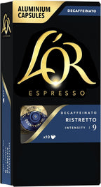 L'OR DECAF Espresso Capsules, 10 Count DECAF Ristretto, Single-Serve Aluminum Coffee Capsules Compatible with the L'OR BARISTA System & *Nespresso Original Machines, 10 Count (Pack of 1)