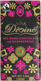 Divine 70% Dark Chocolate With Raspberries 100G