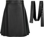 Mens Scottish Utility Kilts Vintage Gothic Pleated Skirts Vintage Traditional Leather High Waist Kilts