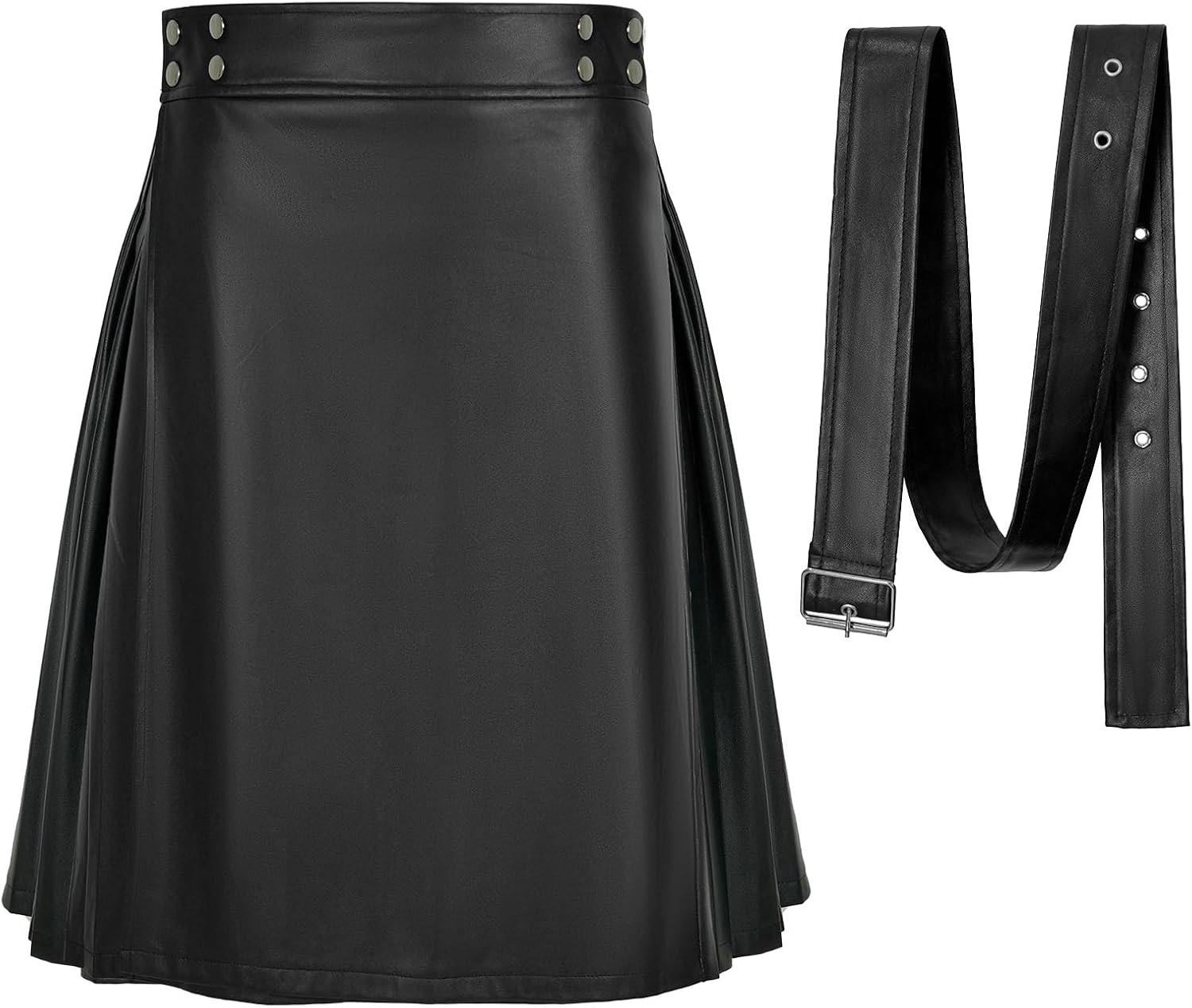 Mens Scottish Utility Kilts Vintage Gothic Pleated Skirts Vintage Traditional Leather High Waist Kilts