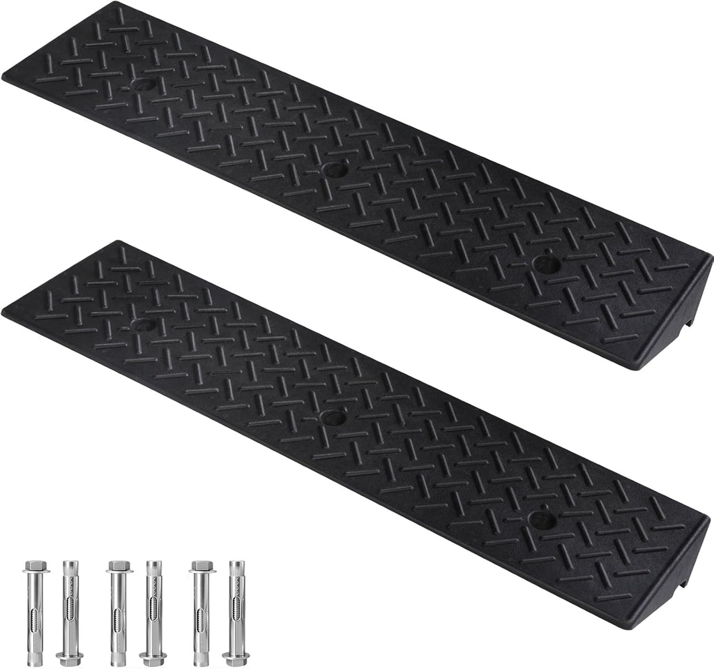 2 Pack Rubber Curb Ramps Driveway ramp, 3 7/8" H, 39.4" L, 9.8" W, Heavy Loading (4400LB)/2 Ton Capacity, Threshold, Motorcycle, Loading, Bikes, Wheelchairs Ramps