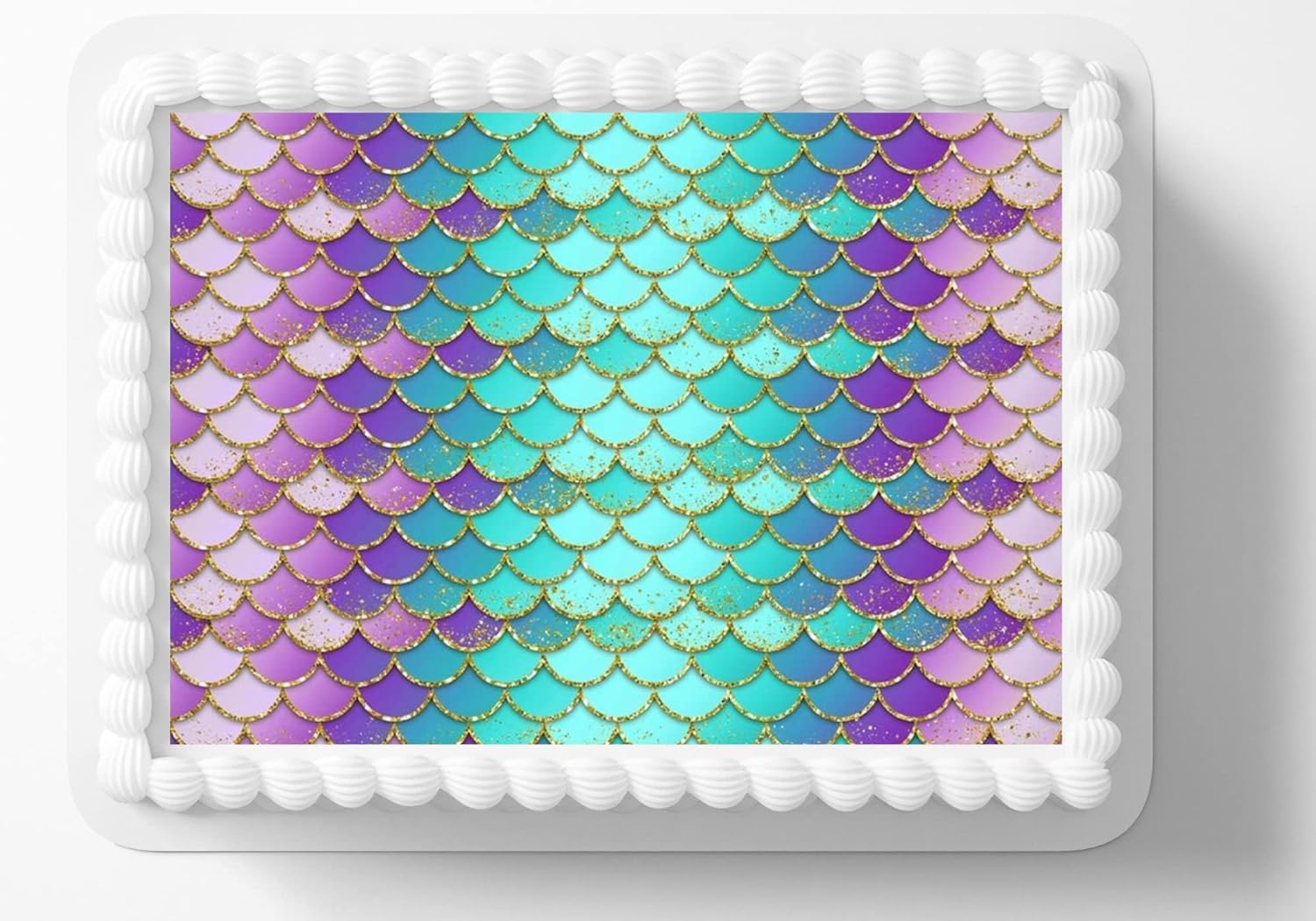 Mermaid Scales Edible Image Edible Cake Border Side Strips Topper Frosting Sheet Icing Paper Cake Decoration Edible Cake Sticker Decal