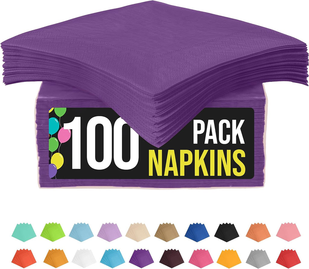 Party Solids Purple Napkins Disposable Everyday 100 Pcs 2 Ply Purple Dinner Napkins Bulk For Parties & Party Supplies