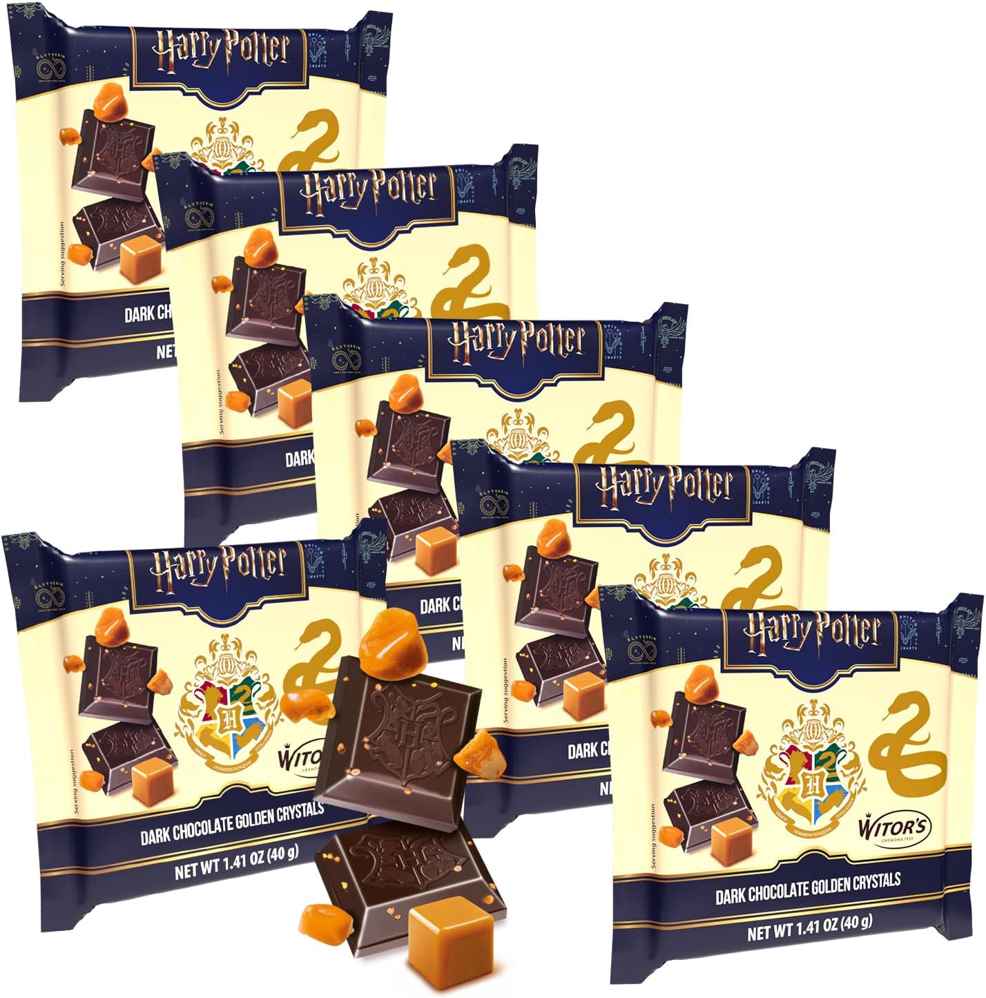 Witor's Holiday Chocolate Bar, Italian Chocolate, Made in Italy, Perfect for Gifting, 6 Bars Included (Dark Chocolate Golden Crystals)