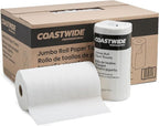 Professional Jumbo Kitchen Paper Towels - 2-Ply, Absorbent, 250 Sheets per Roll, 12-Pack, White for Cleaning & Drying