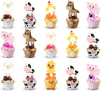 Blulu 60 Pieces Farm Animal Cupcake Toppers and Wrappers for Farm Theme Party Cupcake Wrappers Toppers Animal Birthday Barnyard Party Decoration Baby Shower Supplies