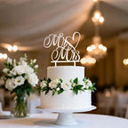 Mr & Mrs Wood Wedding Cake Topper - Bride & Groom Wedding decor for Engagement Party, Anniversary Decorations Supplies
