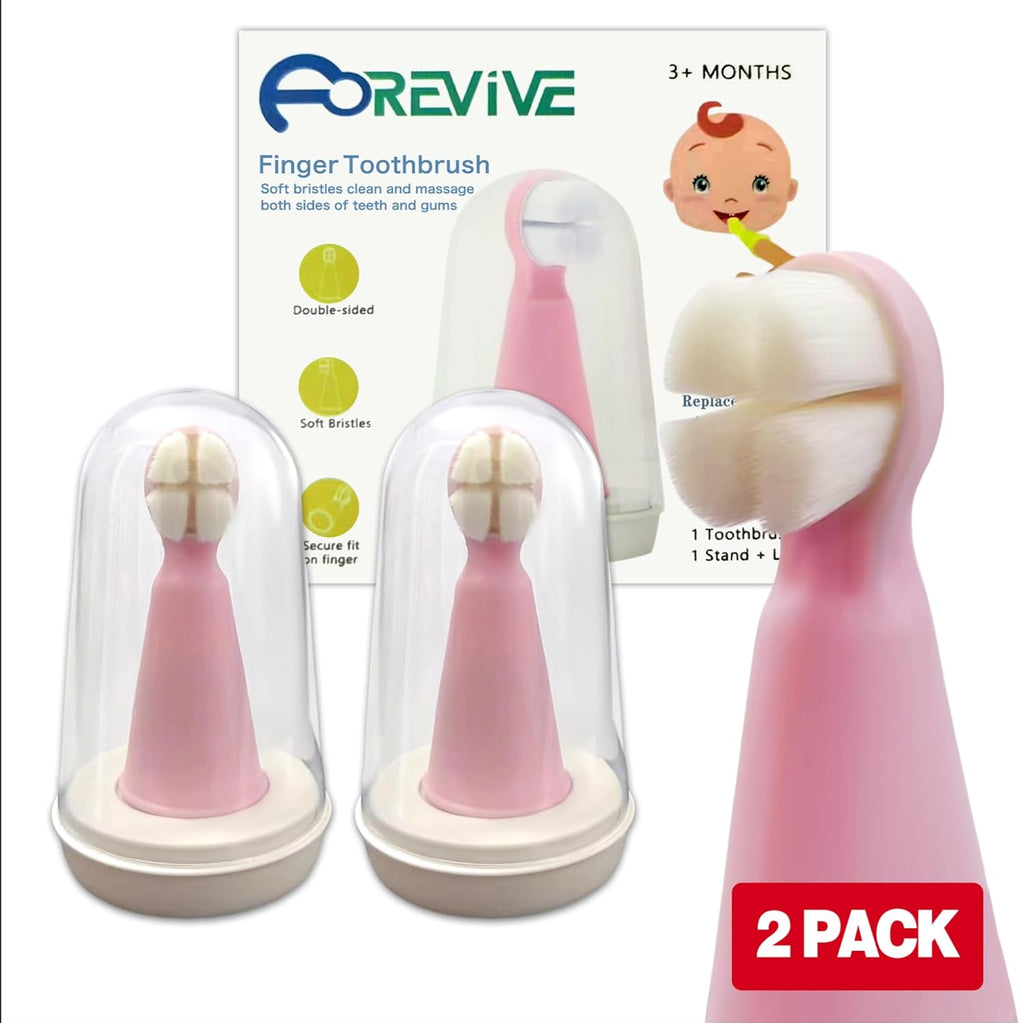 Baby Finger Toothbrush for Infants and Toddlers 0 to 3 Years – Soft Silicone Teething Brush with Tongue Cleaner | Gentle Gum Massager for Newborns, Babies & Young Kids | Pack of 2