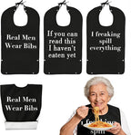 3 Pcs Adult Bibs For Men Women Washable Reusable Waterproof Large Bibs For Adult, Clothing Protector With Crumb