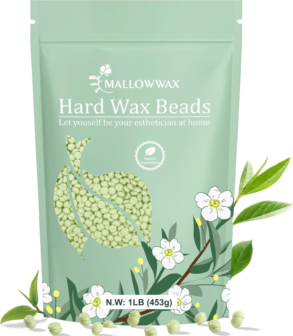 Hard Wax Beads - Wax for Sensitive Skin Hair Removal - Tea Tree Wax Beads for Face, Underarms, Bikini, Legs
