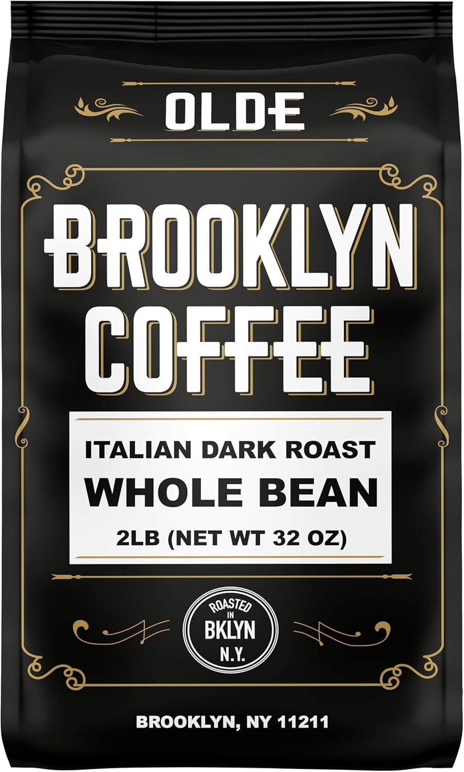 BROOKLYN COFFEE Whole Bean, Italian Dark Roast (2lb) Extra Strong, Delicious Taste, Heavenly Aroma - Fresh Bulk Coffee Beans Roasted Weekly in NYC