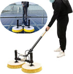 Outdoor Solar Panel Photovoltaic Panel Cleaning Kit, Carbon Fiber Telescopic Rod, 65cm Automatic Rotary Double Head Cleaning Brush, 17m Cable,7.5M