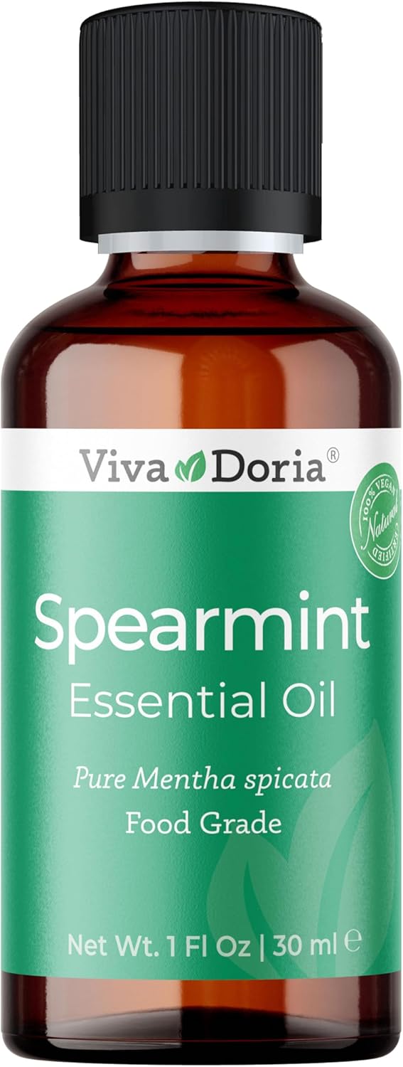 Viva Doria Spearmint Essential Oil, 100% Pure, Natural Essential Oil, Mentha Spicata Variety, Undiluted, for Aromatherapy | Food Grade, 30 mL (1 Fluid Ounce)