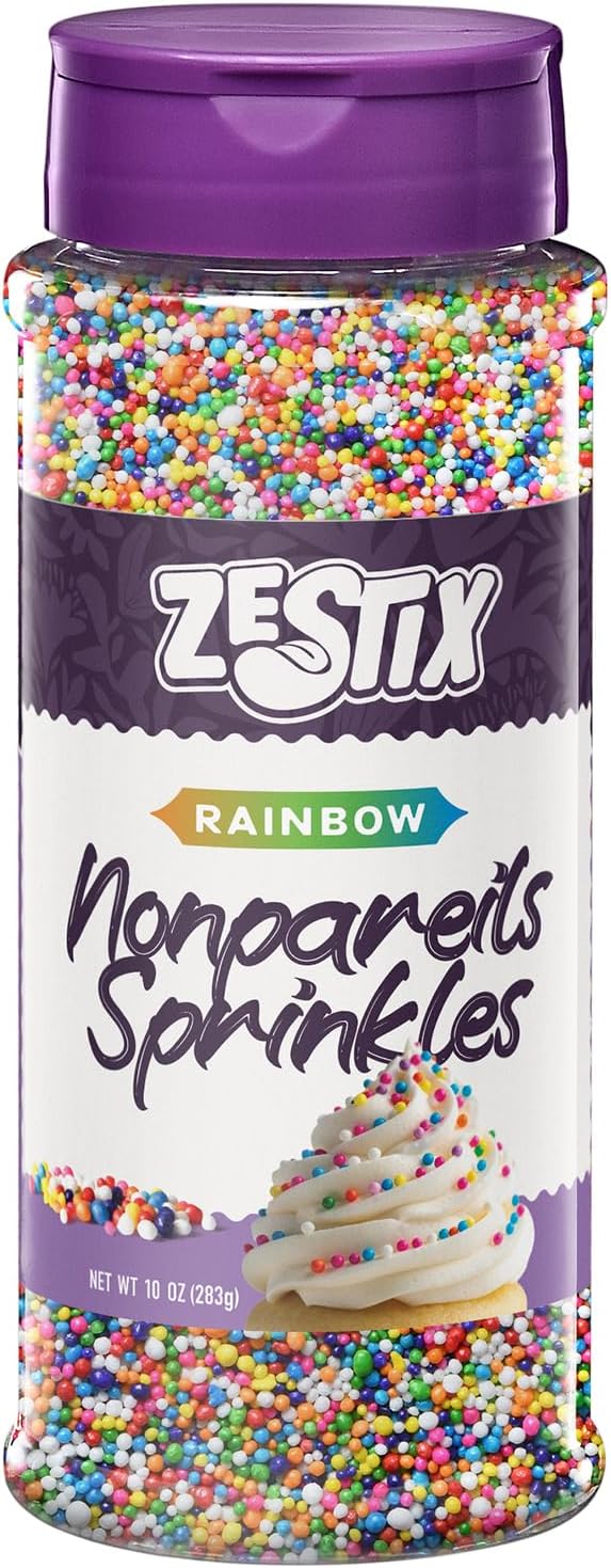 Rainbow Nonpareils Sprinkles 10 oz – Kosher Mini Round Sprinkles for Baking, Cupcakes, Cookies, Cakes & Ice Cream Decorations