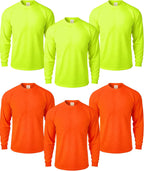 JaGely 6 Pcs Adult High Visibility Long Sleeve T-Shirt Men Safety Hi Vis Construction Work Shirt Pullover Crewneck Sweatshirt