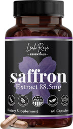Saffron Supplement 88.5mg | Mood, Focus, and Stress Support | 60 Premium Saffron Extract Capsules | Made in the USA | 3rd Party Lab Tested | Non-GMO, Vegan, Gluten-Free