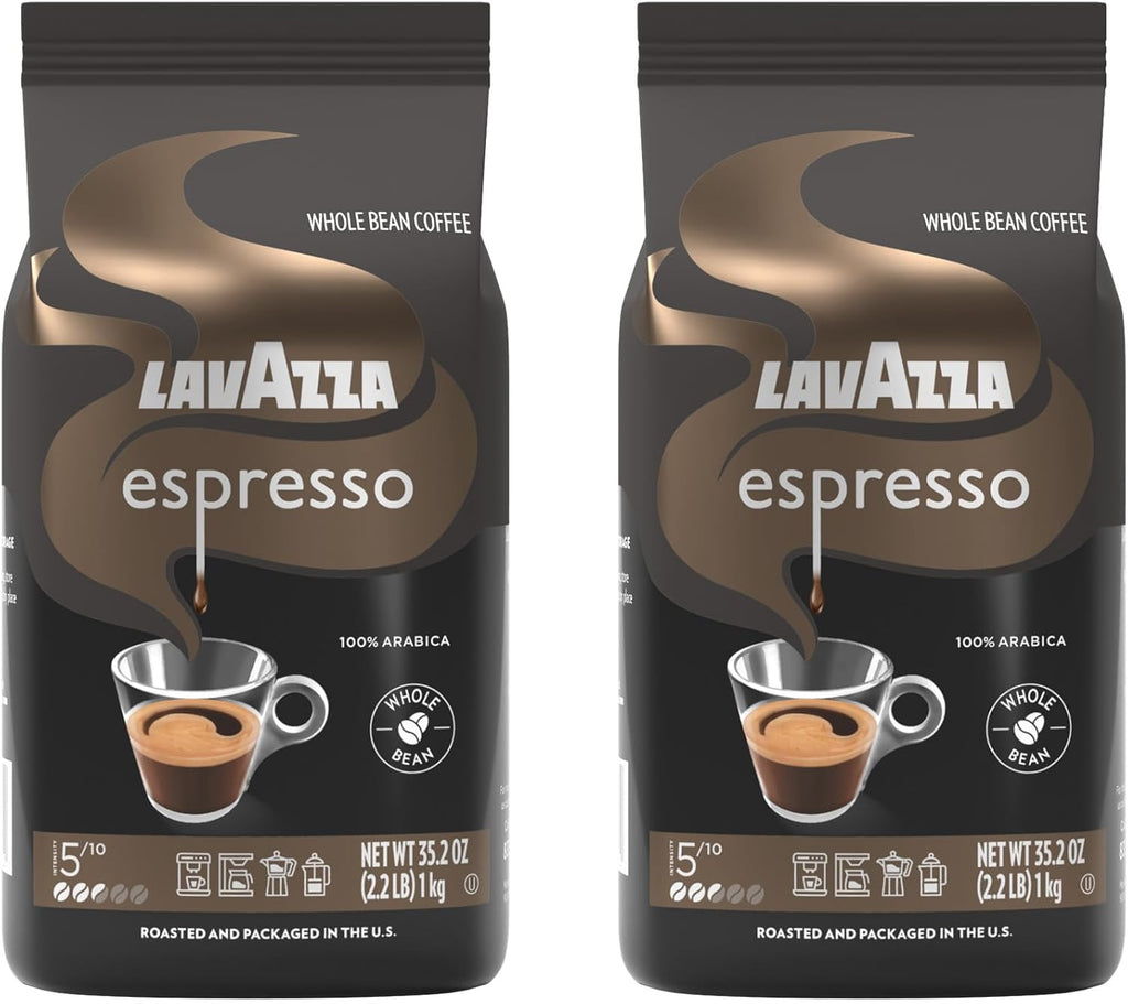 Lavazza Espresso Whole Bean Coffee, Medium Roast, 100% Arabica, 2.2 lb Bag (Pack of 2)