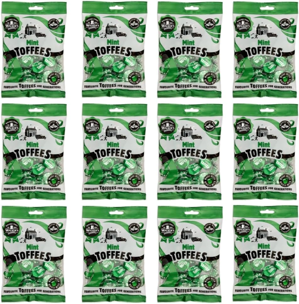 Walkers' Nonsuch Mint Toffee | Made with Whole Milk | Natural Mint Flavor | Imported from UK | Traditional British Candy | Classic English Sweets | 5.29 Oz (Pack of 12)
