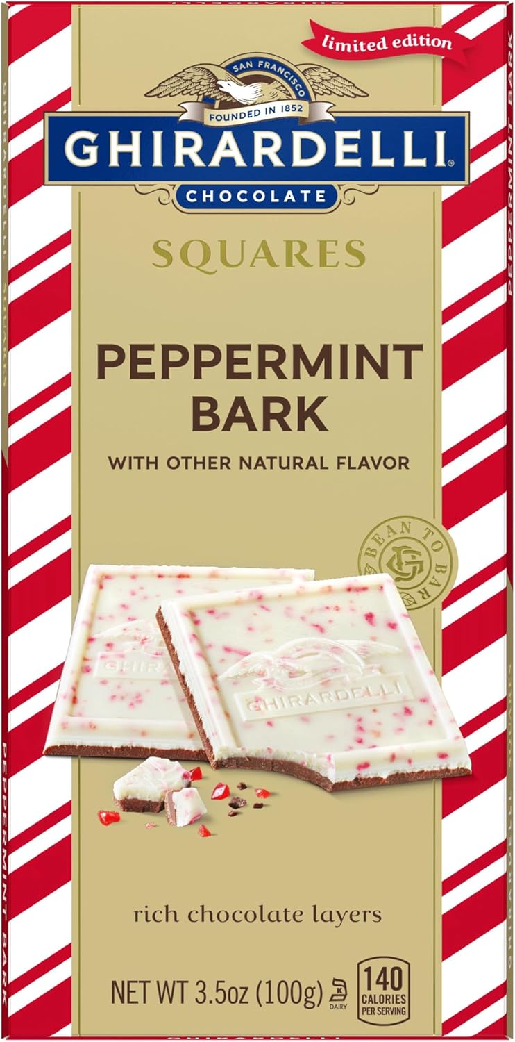 Ghirardelli Peppermint Bark Milk Chocolate Bar, Holiday Candy Christmas Gift, 3.5 oz, Pack of 4