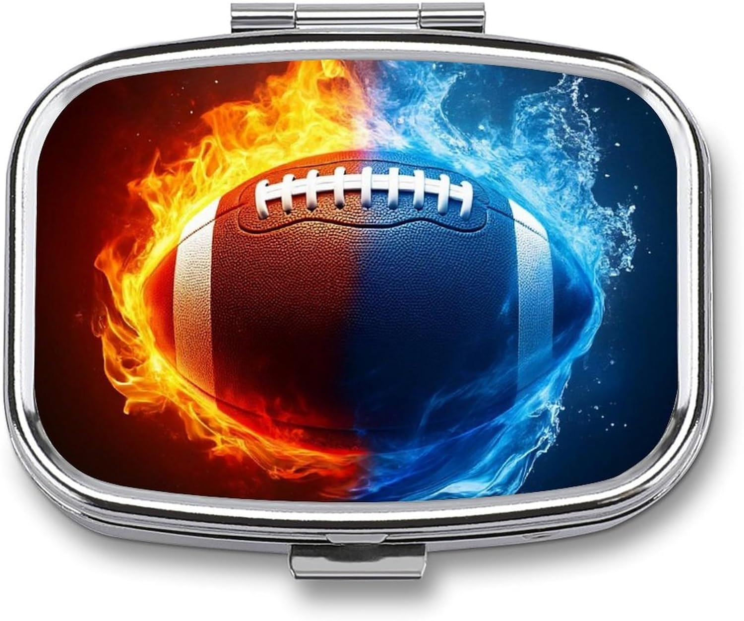 Small Pill Case Compatible with American Football On Fire for Pocket Purse, Travel Pill Organizer Pill Box Portable Medicine Organizer, Cute Pill Holder Container for Vitamin, Fish Oil