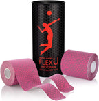 FlexU Kinesiology Tape - 40 Extra-Wide Pre-Cut Y-Shape Strips (3"x10") - Unique Design for Lower Back, Shoulders, Knees, and Neck - Professional-Grade Muscle & Joint Support (Pink)