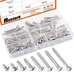 180-Pcs [#8 3/8" to 1-1/2"] 304 Stainless Steel Round Pan Head Phillips Cross Wood Screws Self Tapping Drilling Screws Assortment Kit