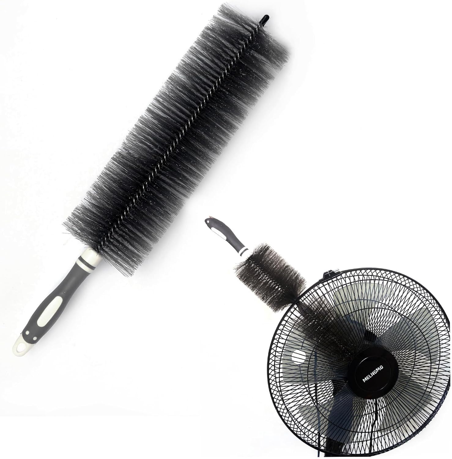 Fan Duster Cleaner Brush (Non-Disassembly Clean), Bendable Cleaning Brush for Tower/Floor/Oscillating Fans/Blind Shutter/Vent/Curtain, Multifunctional Cleaning Brush (Gray)