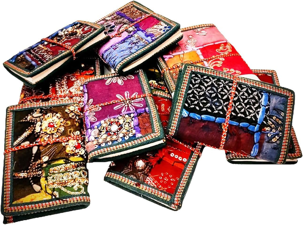 Rastogi Handicrafts Any One Assorted Sari Fabric Patchwork Bound Colourful Journal 6X4 Inches Writing Notepad (Pack Of One) Birthday Gift For Her Unisex Trand Diary