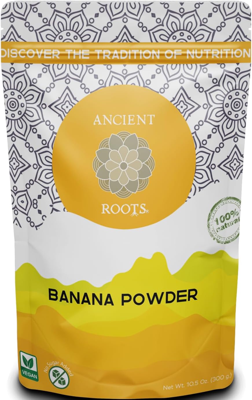 Ancient Roots Banana Powder - 100% Pure & Natural, Non-GMO, Gluten-Free, No Sugar Added, 10.5 ounces (75 servings)