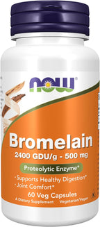 NOW Foods Supplements, Bromelain (Natural Proteolytic Enzyme) 2,400 GDU/g - 500 mg, Natural Proteolytic Enzyme*, 60 Veg Capsules